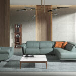 Sofá chaise longue relax derecha piel verde turquesa