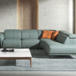 Sofá chaise longue relax derecha piel verde turquesa