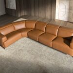 Brown leather modular relax corner sofa