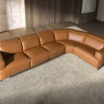 Brown leather modular relax corner sofa