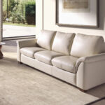 3-Sitzer-Schlafsofa aus perlgrauem Leder