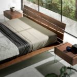 Walnut wood nightstand and tempered glass