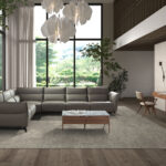 Comodino in noce con piano in vetro effetto marmo bianco e grigio lucido