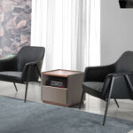 Bedside table walnut wood and MDF lacquered