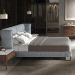 Cama tela color gris azulado claro