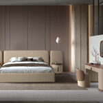 Lit en simili cuir couleur vison