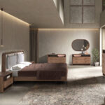 Lit en tissu coloris beige et gris