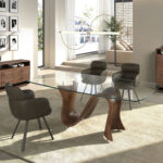 Chiffonier in noce e PVC nero