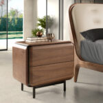 Mesita de noche nogal, wengué y acero negro