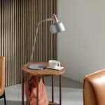 Table lamp in gray epoxy steel and bronze details