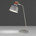 Table lamp in gray epoxy steel and bronze details