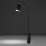 Lampadaire en marbre noir marquina et acier noir