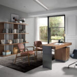 Lámpara de pie en aluminio dorado y acero negro