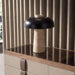 Black aluminium and porcelain marble table lamp