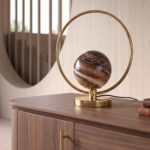 Patterned glass and gold-coloured steel table lamp