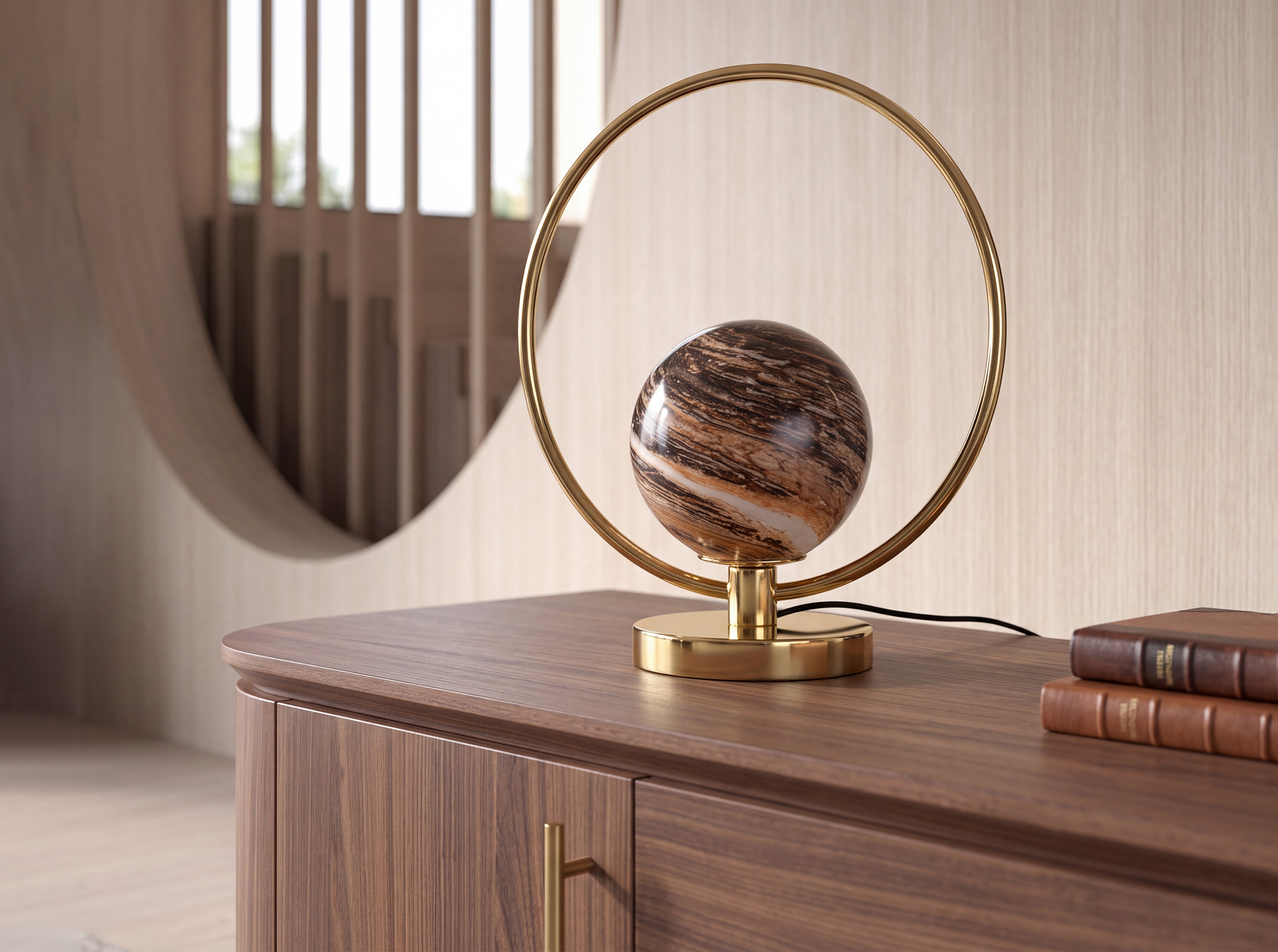 Patterned glass and gold-coloured steel table lamp Patterned glass and gold-coloured steel table lamp
