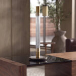 Glass and porcelain marble table lamp