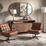 Table lamp with white shade and burl wood veneer body