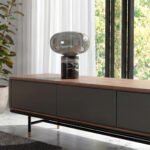 Lámpara sobremesa cristal efecto espejo fumé gris y mármol porcelánico