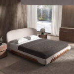 Lámpara sobremesa cristal efecto espejo fumé gris y acero negro