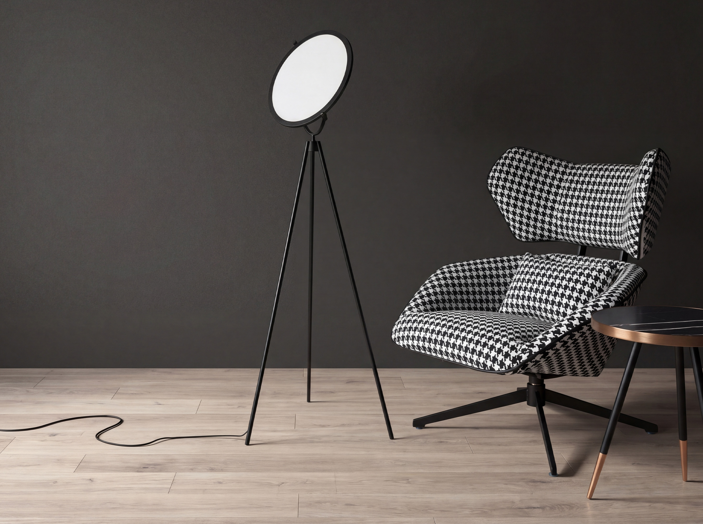 Lámpara pie acero negro Lámpara pie acero negro