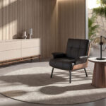 Lámpara sobremesa cristal fumé ámbar y acero negro y blanco con base de acero negro