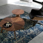 Walnut wood round coffee table