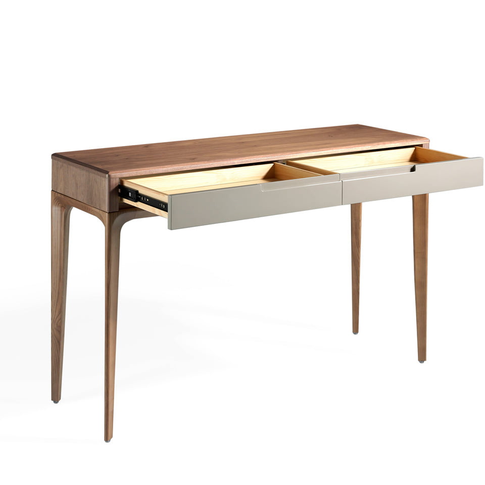 Hallway console with solid wooden legs and a walnut veneer structure Hallway console with solid wooden legs and a walnut veneer structure