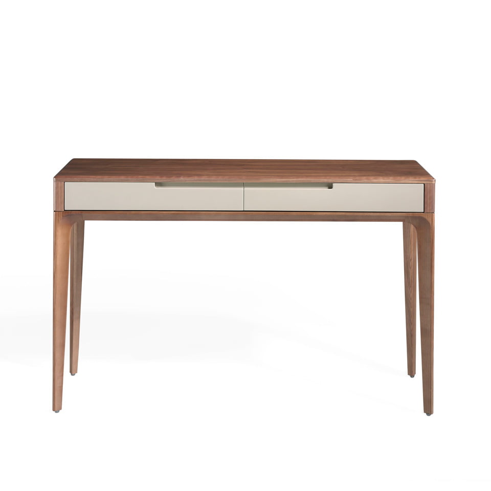 Hallway console with solid wooden legs and a walnut veneer structure Hallway console with solid wooden legs and a walnut veneer structure