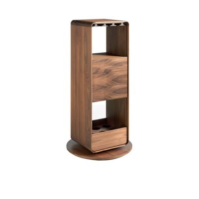 (Español) Mueble Bar circular giratorio de madera chapada en nogal BRG3615E