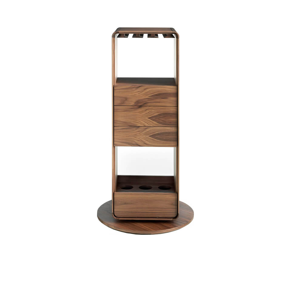 Walnut wood swivel bar cabinet