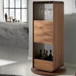 Walnut wood swivel bar cabinet