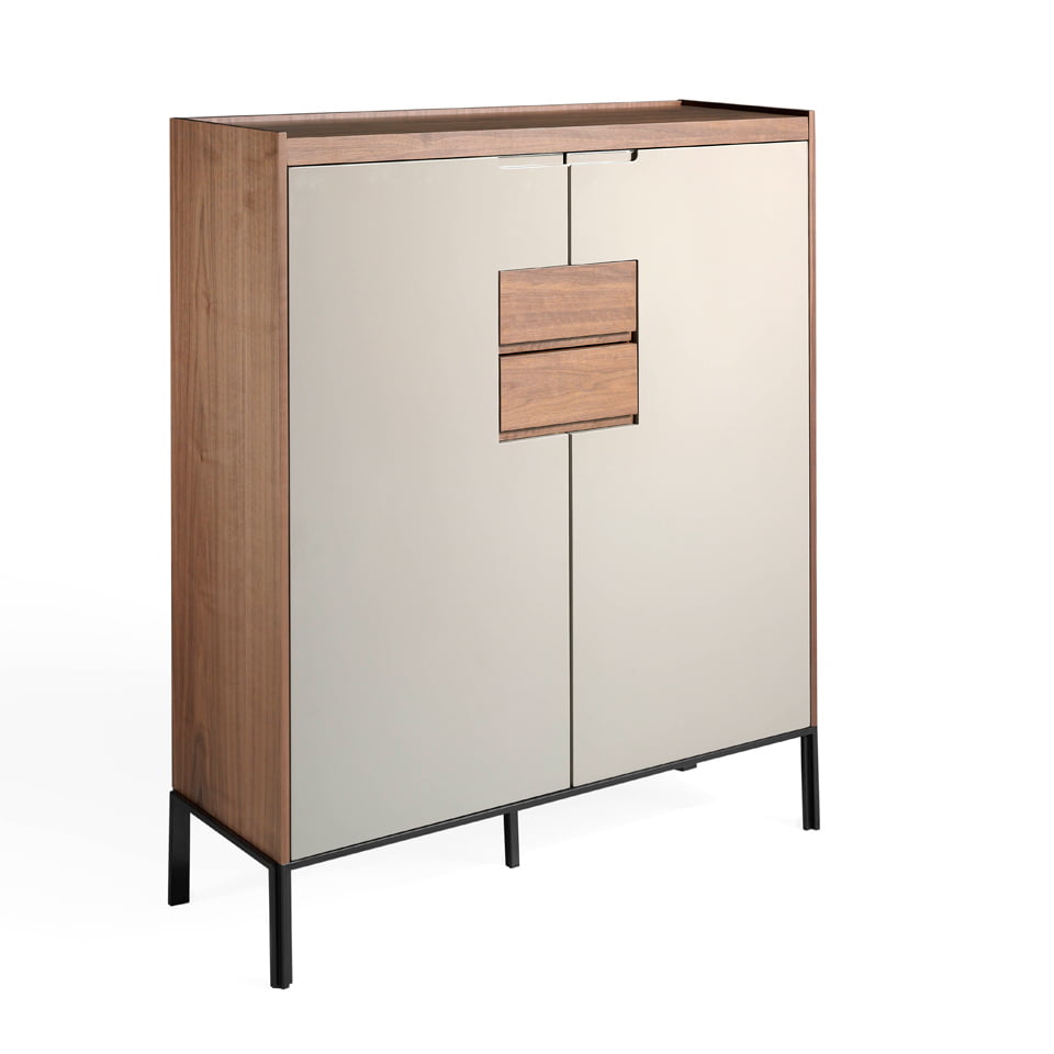 Glass shoe cabinet with two front drawers Glass shoe cabinet with two front drawers