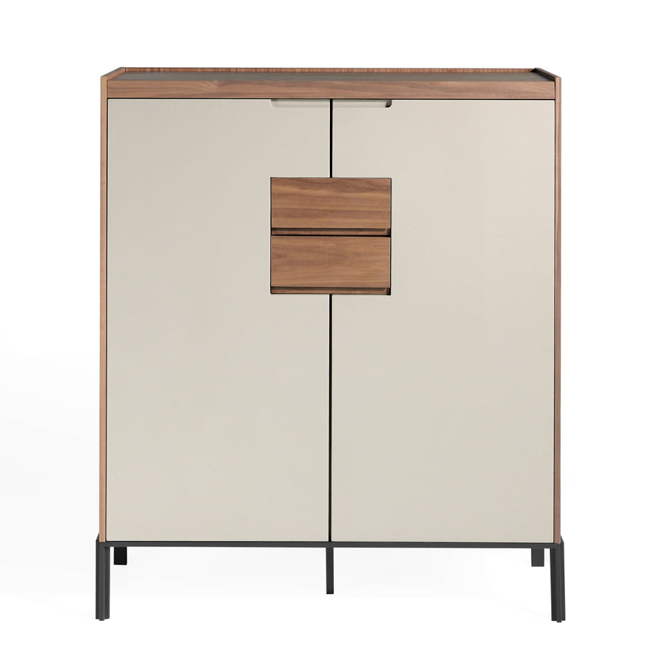 Glass shoe cabinet with two front drawers Glass shoe cabinet with two front drawers