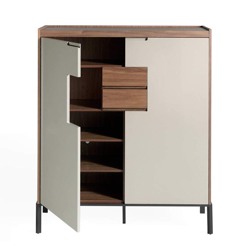 Glass shoe cabinet with two front drawers Glass shoe cabinet with two front drawers