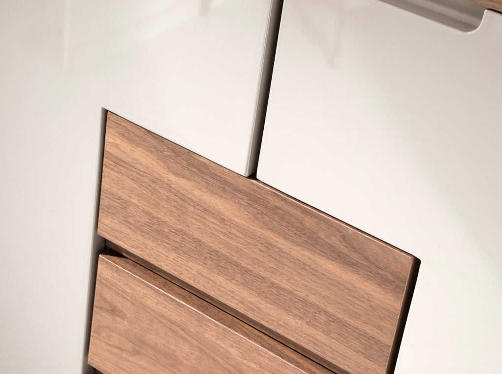 Glass shoe cabinet with two front drawers Glass shoe cabinet with two front drawers