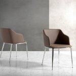 Chair upholstered in leatherette with chromed steel frame