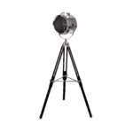 Chrome steel and black steel floor lamp