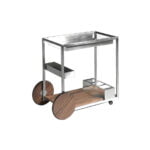 Minibar trolley in polished steel and Walnut wood