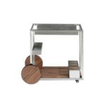 Minibar trolley in polished steel and Walnut wood