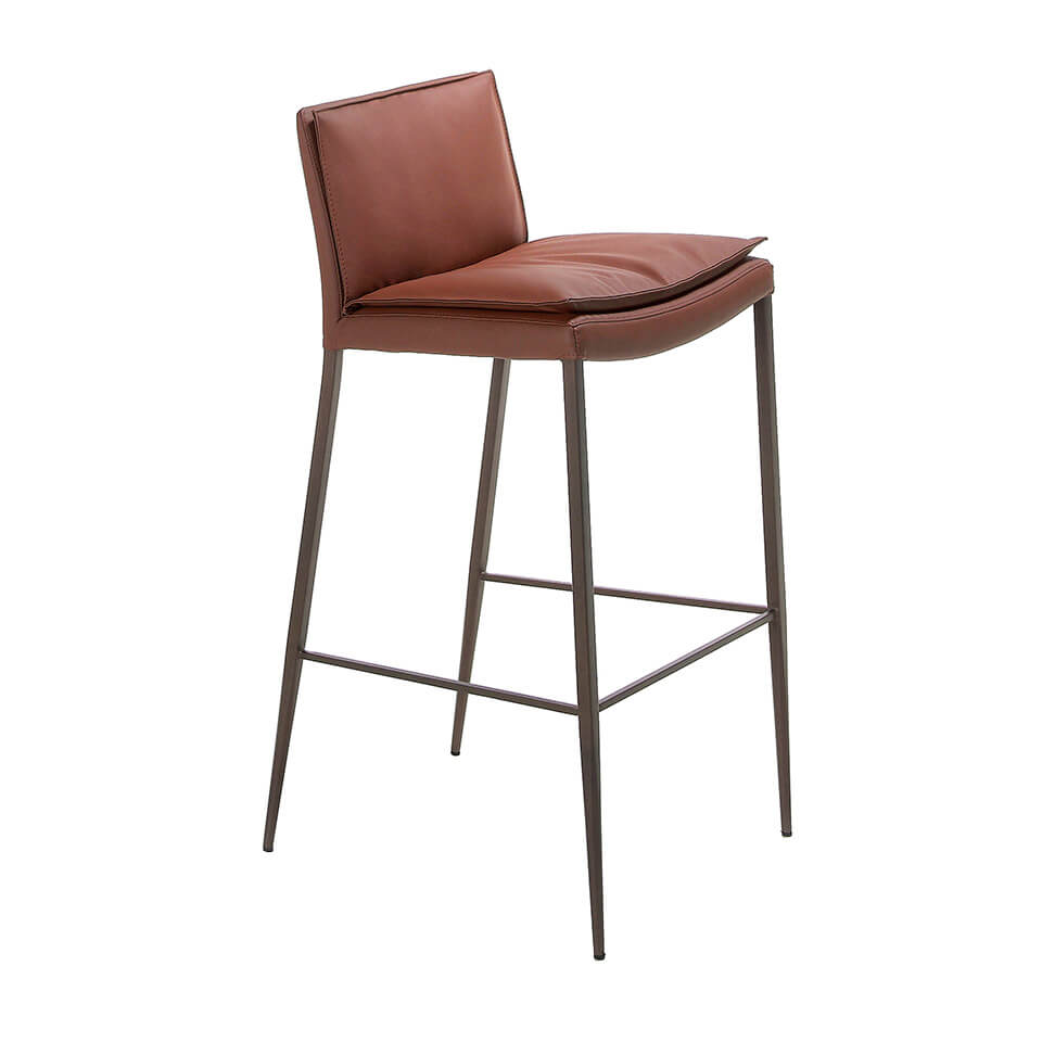 Stool upholstered in leatherette with legs in epoxy Stool upholstered in leatherette with legs in epoxy