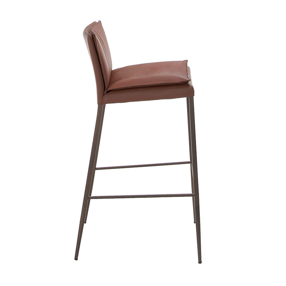 Stool upholstered in leatherette with legs in epoxy Stool upholstered in leatherette with legs in epoxy