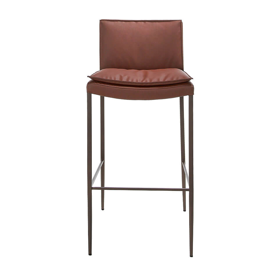 Stool upholstered in leatherette with legs in epoxy Stool upholstered in leatherette with legs in epoxy