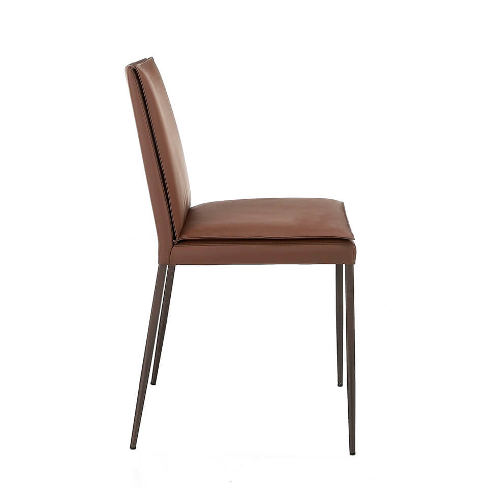 Chair upholstered in leatherette with legs in brown epoxy Chair upholstered in leatherette with legs in brown epoxy