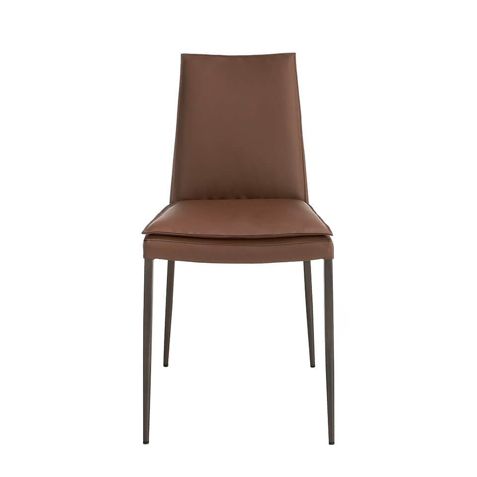 Chair upholstered in leatherette with legs in brown epoxy Chair upholstered in leatherette with legs in brown epoxy
