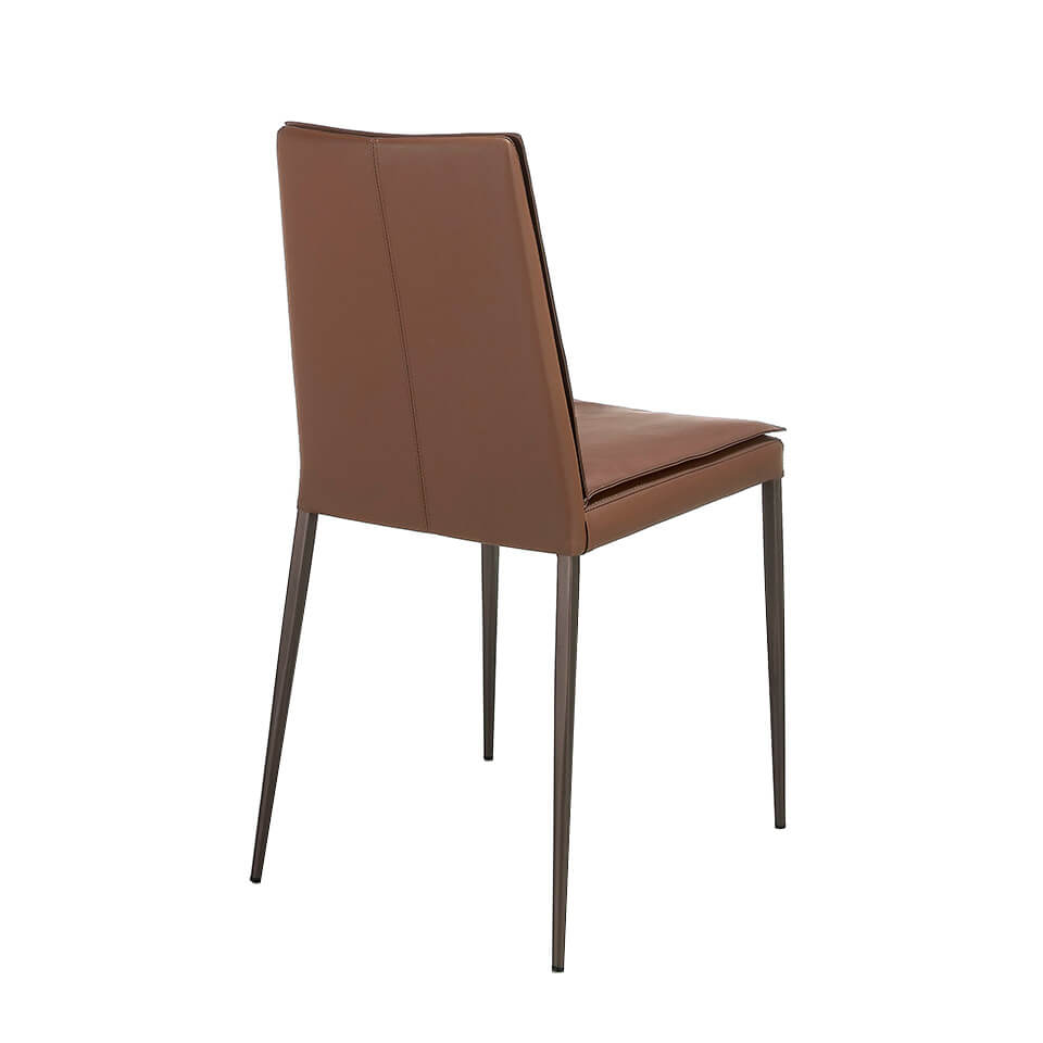 Chair upholstered in leatherette with legs in brown epoxy Chair upholstered in leatherette with legs in brown epoxy