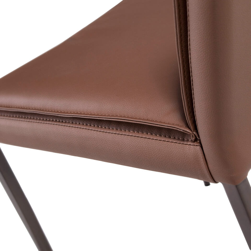 Chair upholstered in leatherette with legs in brown epoxy Chair upholstered in leatherette with legs in brown epoxy