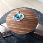 Walnut wood and black steel dining table