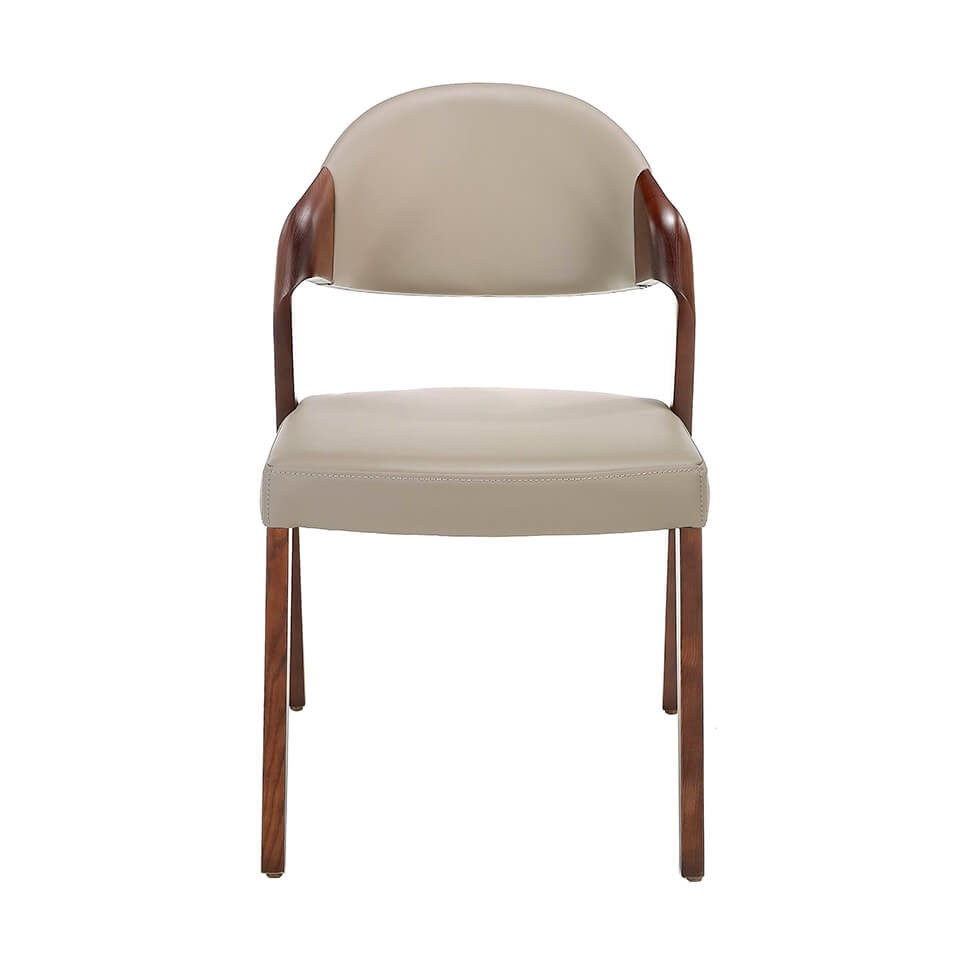 Chair upholstered in leatherette with Walnut colored wooden structure Chair upholstered in leatherette with Walnut colored wooden structure