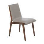 Chaise rembourrée en similicuir avec structure en bois couleur noyer